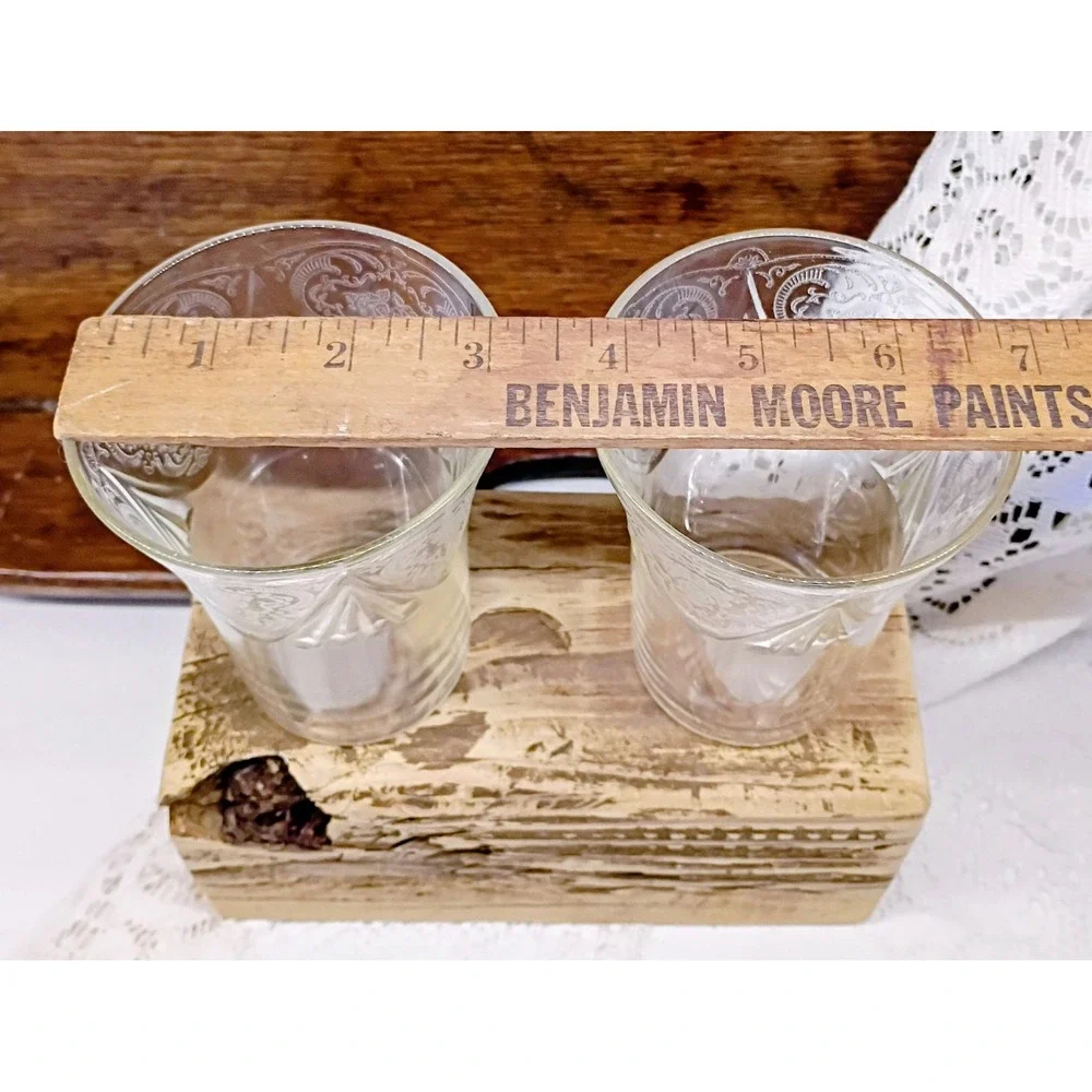 Vintage Etched Clear Glass Juice Tumblers Floral Scroll Pattern Set of 2 4 inch
